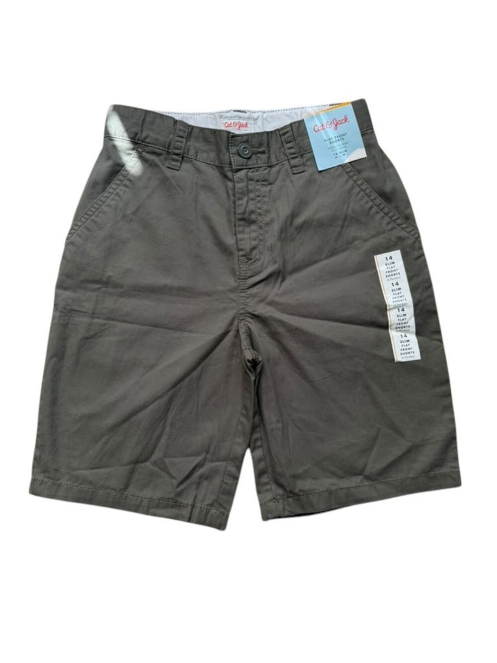 Cat & Jack Boys 14 Green Cotton Chino Shorts NWT
